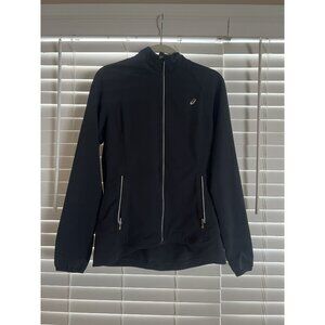 Asics Womens Black Polyester/Spandex Jacket With Zipper Pockets & Reflective S